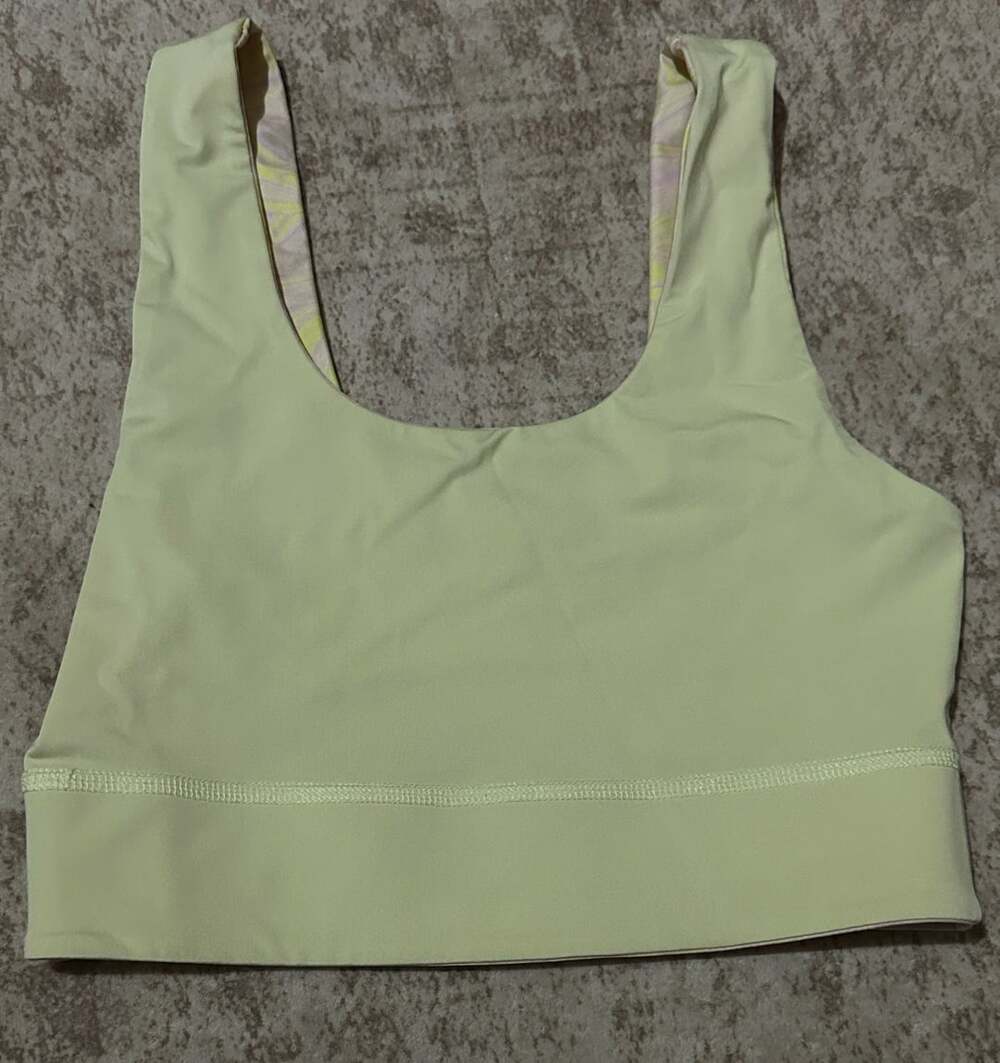 Fabletics Reversible Sports Bra Yellow Marble
